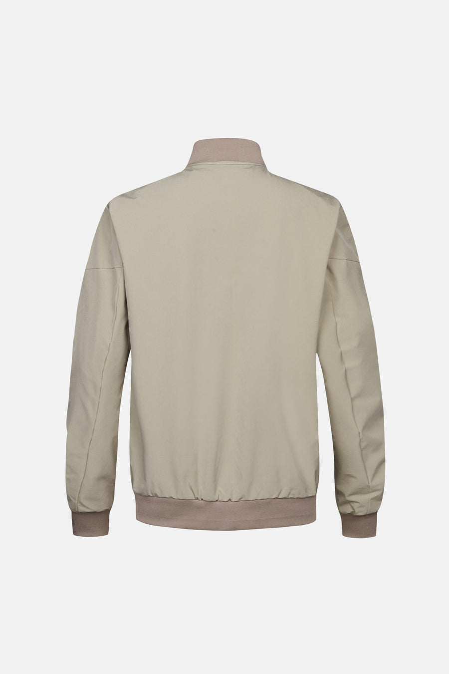Korte beige jas van Petrol Industries®, van achteren gezien met geribde kraag en zoom.