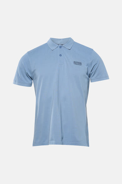 Polo bleu à manches courtes de Petrol Industries®, avec logo sur la poitrine et patte de boutonnage.