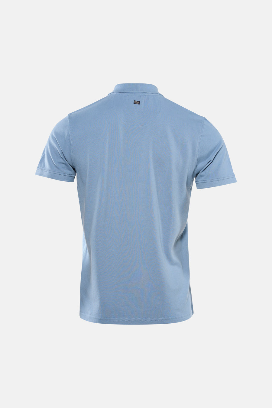 Polo bleu à manches courtes de Petrol Industries, vue arrière, en maille piquée avec un petit logo sur le col.