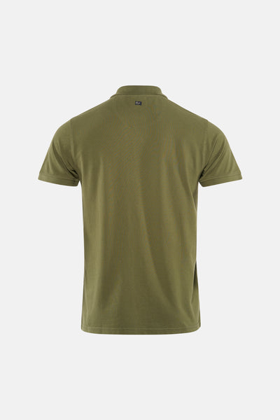 Groen poloshirt met korte mouwen van Petrol Industries, achteraanzicht, in klassiek pique breisel.