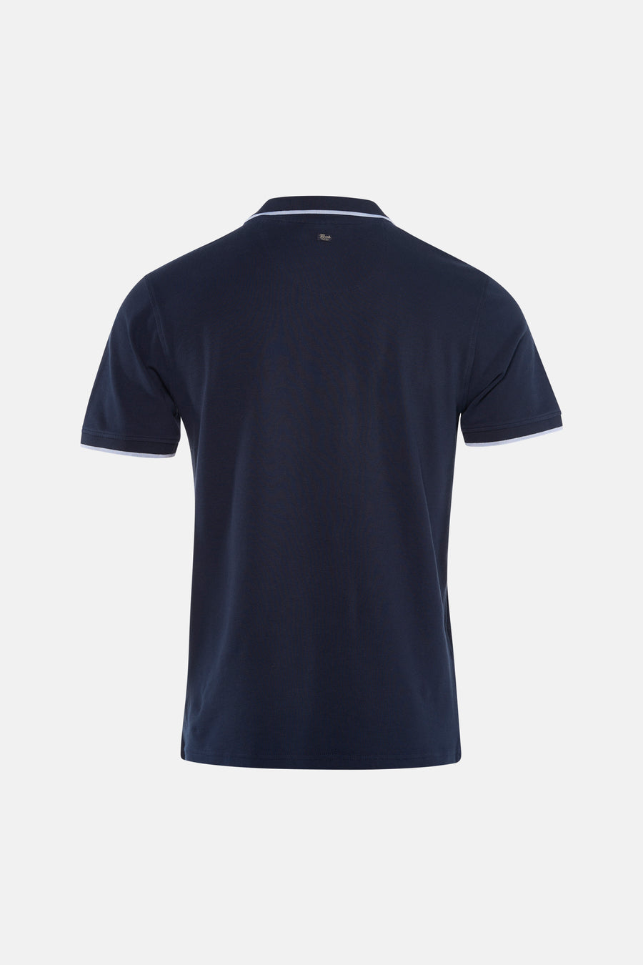 Blauwe polo met korte mouwen van Petrol Industries®, met witte bies op de kraag en mouwen, in getextureerd pique breisel.