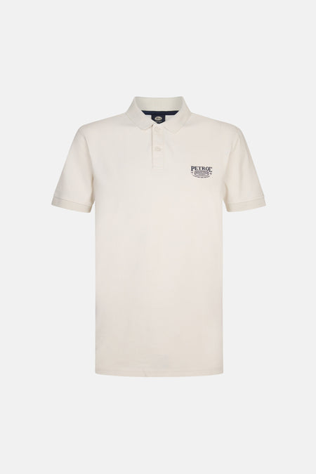 Ecru poloshirt met korte mouwen van Petrol Industries, met discreet logo op de borst.