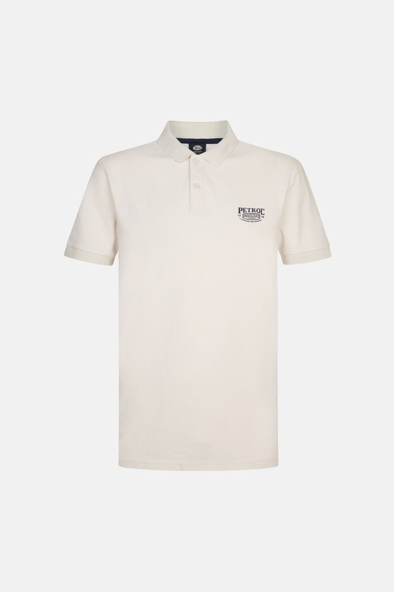 Ecru poloshirt met korte mouwen van Petrol Industries, met discreet logo op de borst.