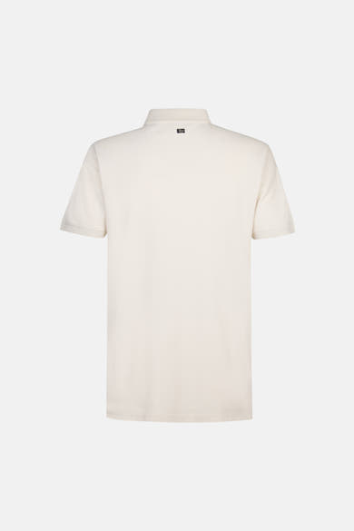 Polo écru à manches courtes de Petrol Industries®, vue de dos, avec détail du logo discret.
