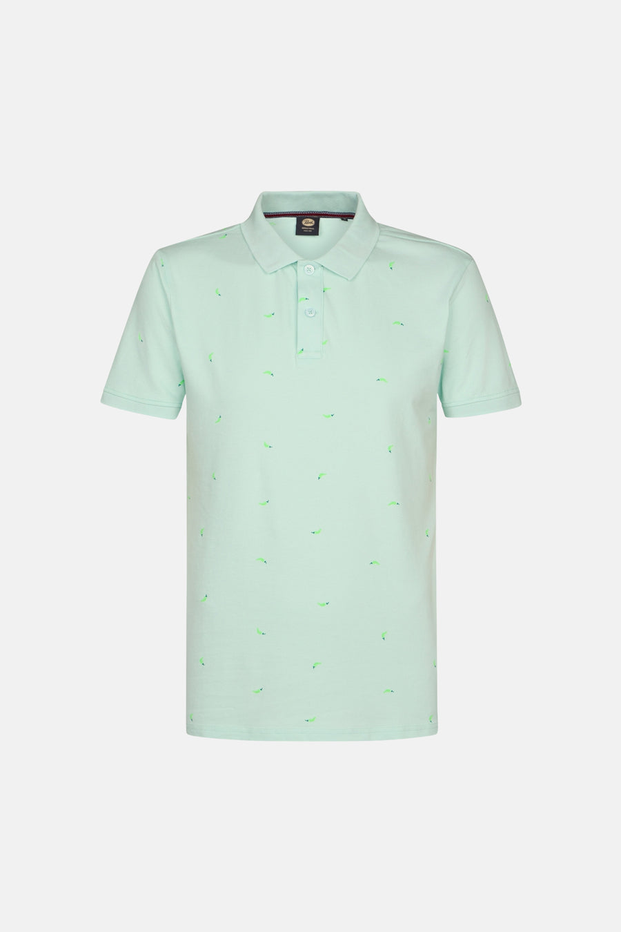 Polo à manches courtes vert de Petrol Industries®, avec motifs de piments fantaisie.

