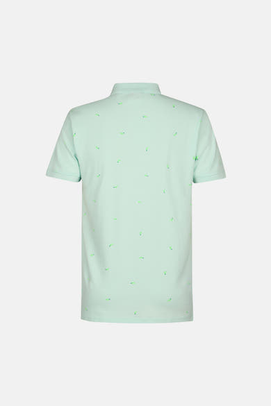 Polo à manches courtes vert de Petrol Industries® avec motifs discrets de cactus.