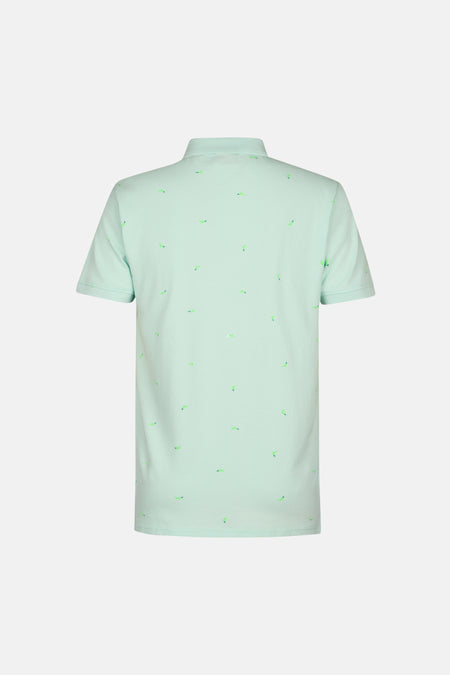 Groen poloshirt met korte mouwen van Petrol Industries® met subtiele cactussenprint.