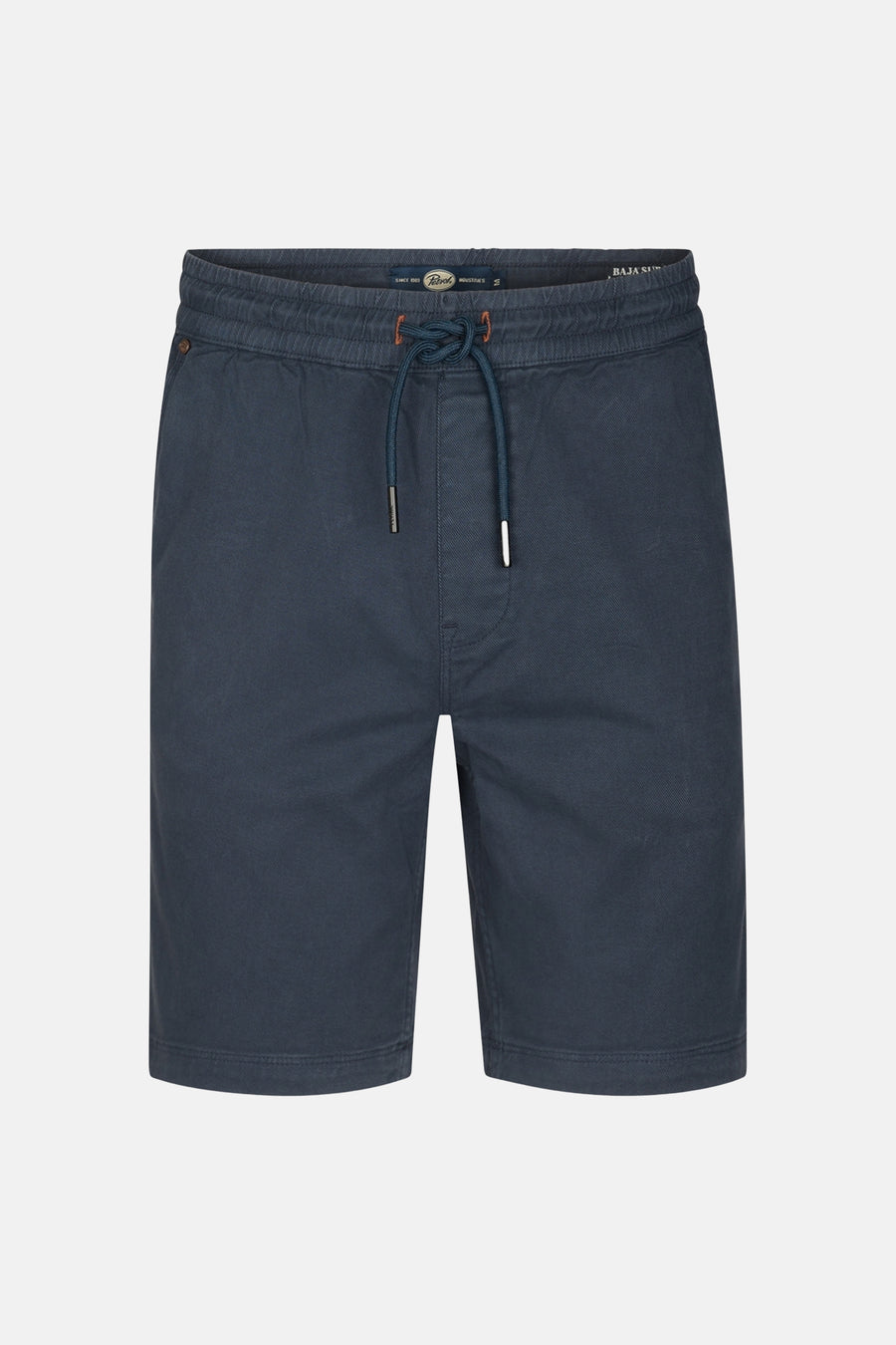 Short bleu par Petrol Industries® avec cordon de serrage et détails métalliques.