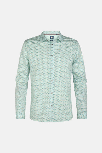 Chemise à manches longues verte par Petrol Industries, avec motif imprimé sur l'ensemble.