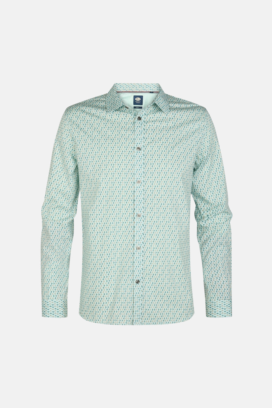 Chemise à manches longues verte par Petrol Industries, avec motif imprimé sur l'ensemble.