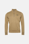 Kaki sweatshirt van Petrol Industries, met gedeeltelijke ritssluiting en logo op de borst.