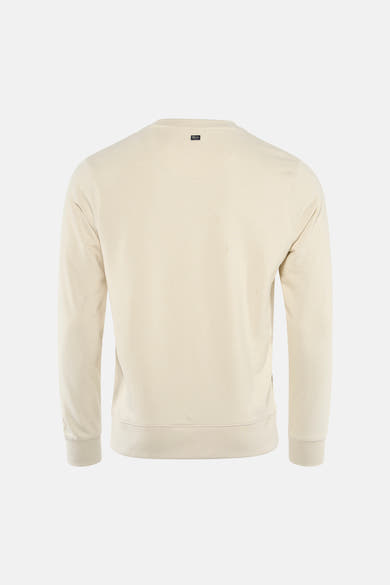Sweat-shirt col rond écru de Petrol Industries, avec étiquette de la marque visible au dos.