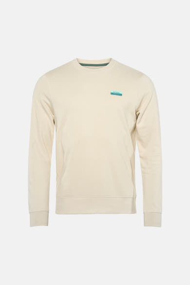 Sweat-shirt écru Petrol Industries, avec un petit logo rectangulaire sur la poitrine.