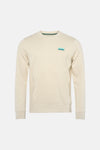 Sweat-shirt écru Petrol Industries, avec un petit logo rectangulaire sur la poitrine.
