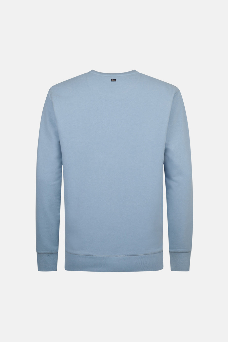 Sweat bleu de Petrol Industries, avec un col rond et manches longues, vu de dos.