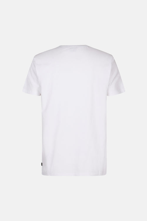 T-shirt blanc à manches courtes de Petrol Industries, uni et décontracté, présenté de dos.