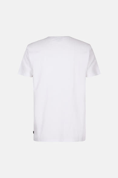 T-shirt blanc à manches courtes de Petrol Industries, uni et décontracté, présenté de dos.