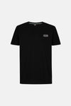 Zwart T-shirt met korte mouwen van Petrol Industries, met een wit vierkant logo op de borst.