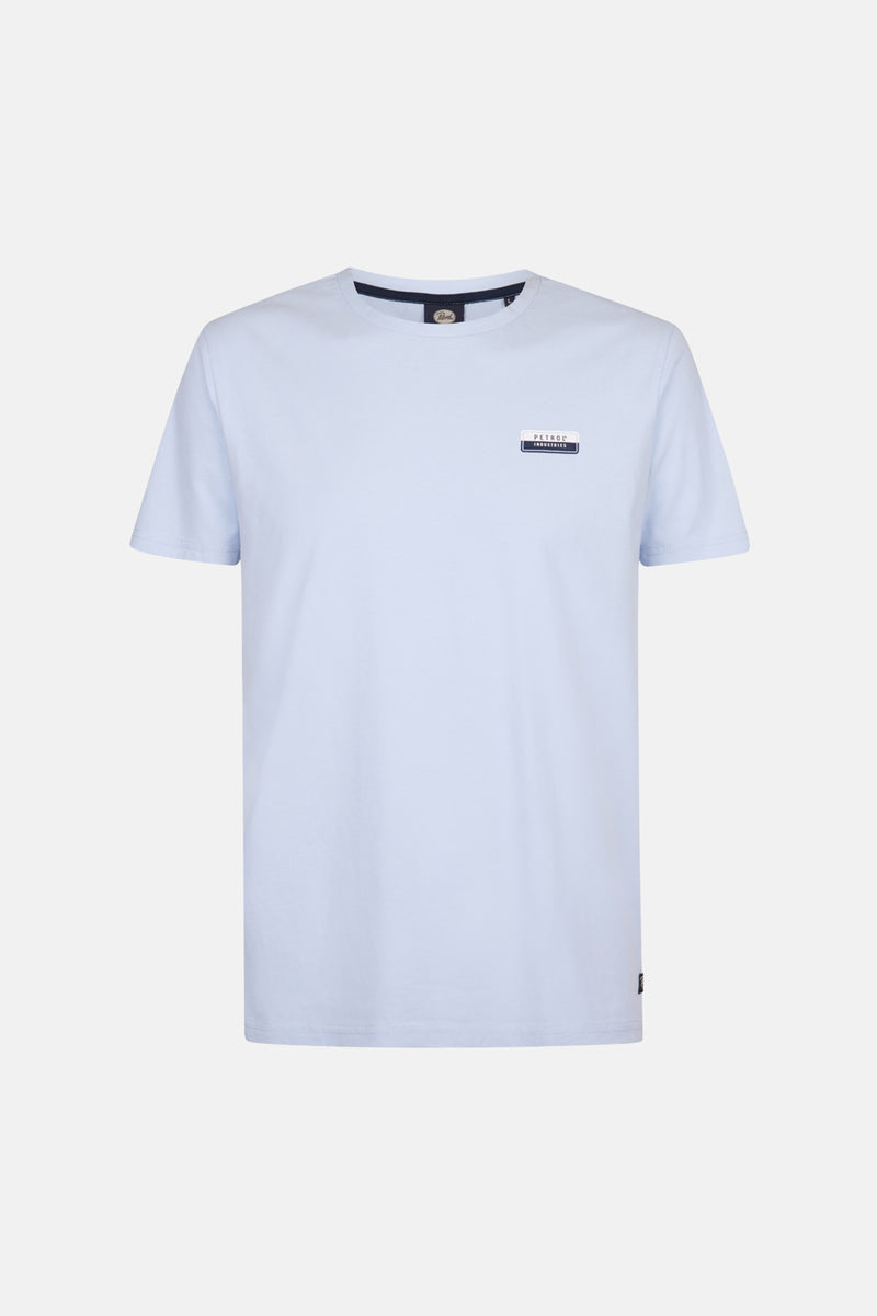 T-shirt à manches courtes bleu de Petrol Industries®, uni, avec un petit logo sur la poitrine.