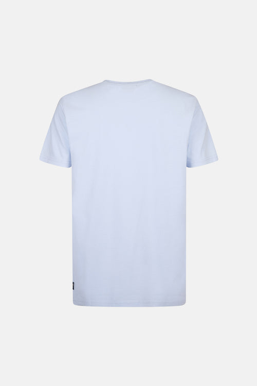 T-shirt bleu à manches courtes de Petrol Industries, uni et simple avec une petite étiquette noire.