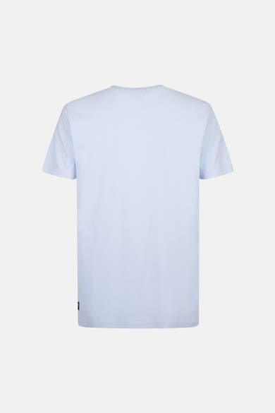 T-shirt bleu à manches courtes de Petrol Industries, uni et simple avec une petite étiquette noire.