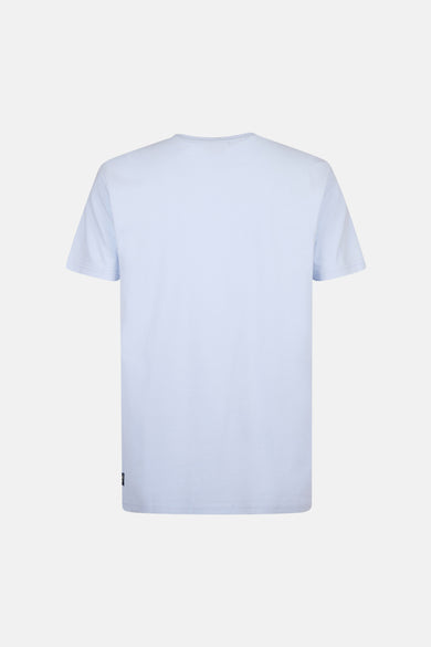 T-shirt bleu à manches courtes de Petrol Industries, uni et simple avec une petite étiquette noire.