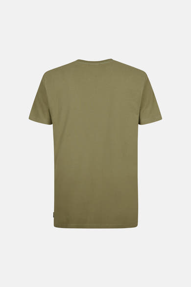 Groen T-shirt met korte mouwen van Petrol Industries, achterkant, klassieke rechte pasvorm in effen katoenen jersey.