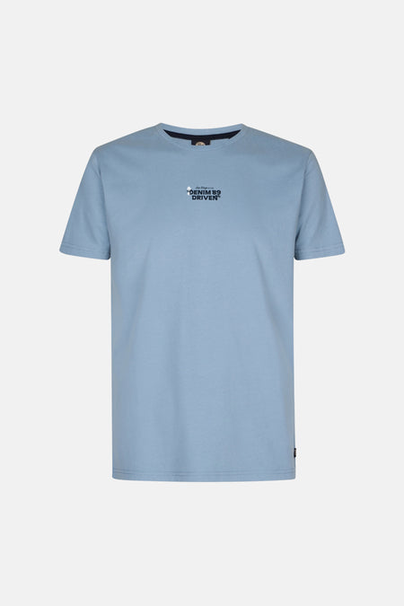 Blauw T-shirt met korte mouwen van Petrol Industries met een decoratieve tekstprint op de voorkant.