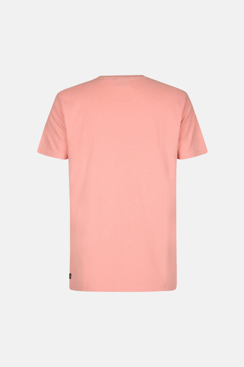 T-shirt à manches courtes rose de Petrol Industries, uni, avec une petite étiquette sur le bas.