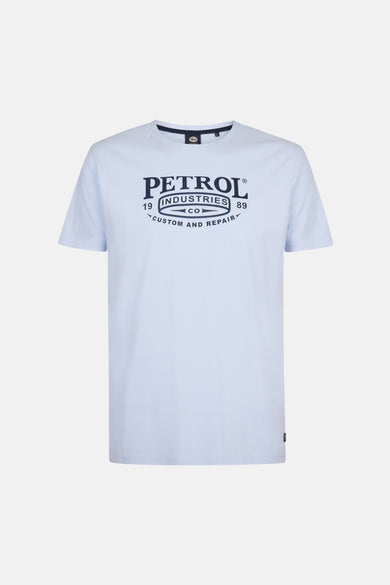 T-shirt à manches courtes bleu de Petrol Industries®, avec un imprimé graphique sur le devant.