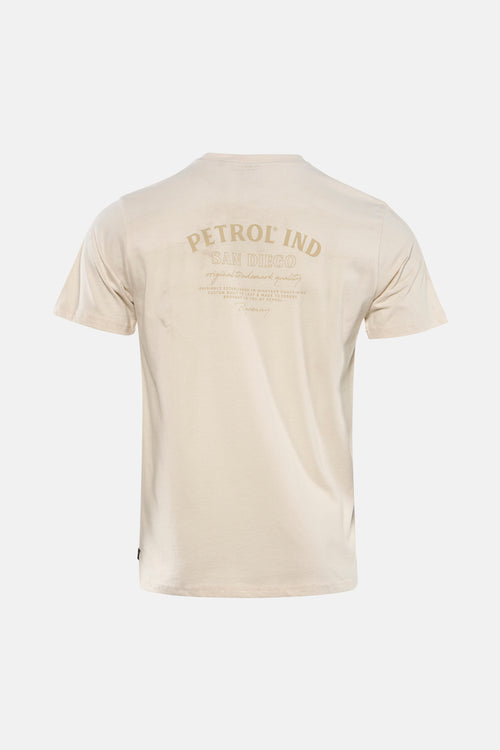 T-shirt à manches courtes écru de Petrol Industries, avec imprimé décoratif au dos.