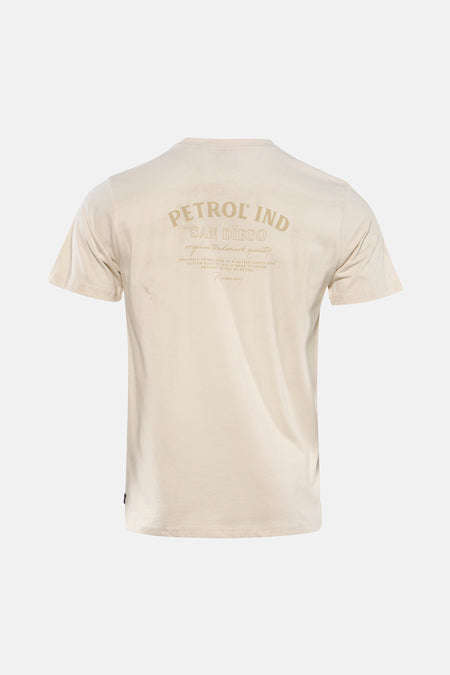 Ecru T-shirt met korte mouwen van Petrol Industries, met decoratieve print op de rug.