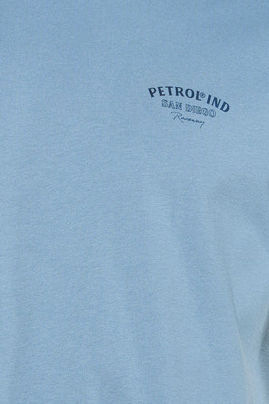 Blauw T-shirt met korte mouwen van Petrol Industries®, met opgedrukte tekstprint.