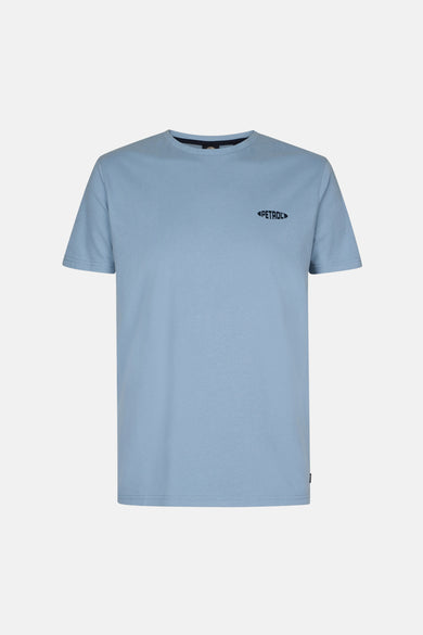 Blauw T-shirt met korte mouwen van Petrol Industries, met het logo op de voorkant gedrukt.