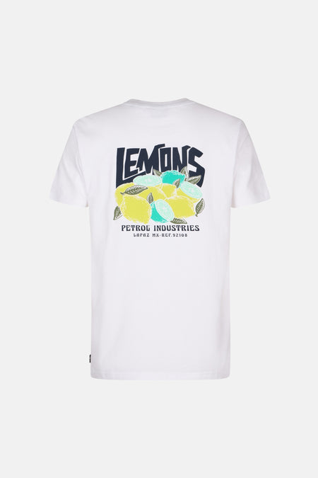 Wit T-shirt met korte mouwen van Petrol Industries, met grafische citroenprint op de rug.