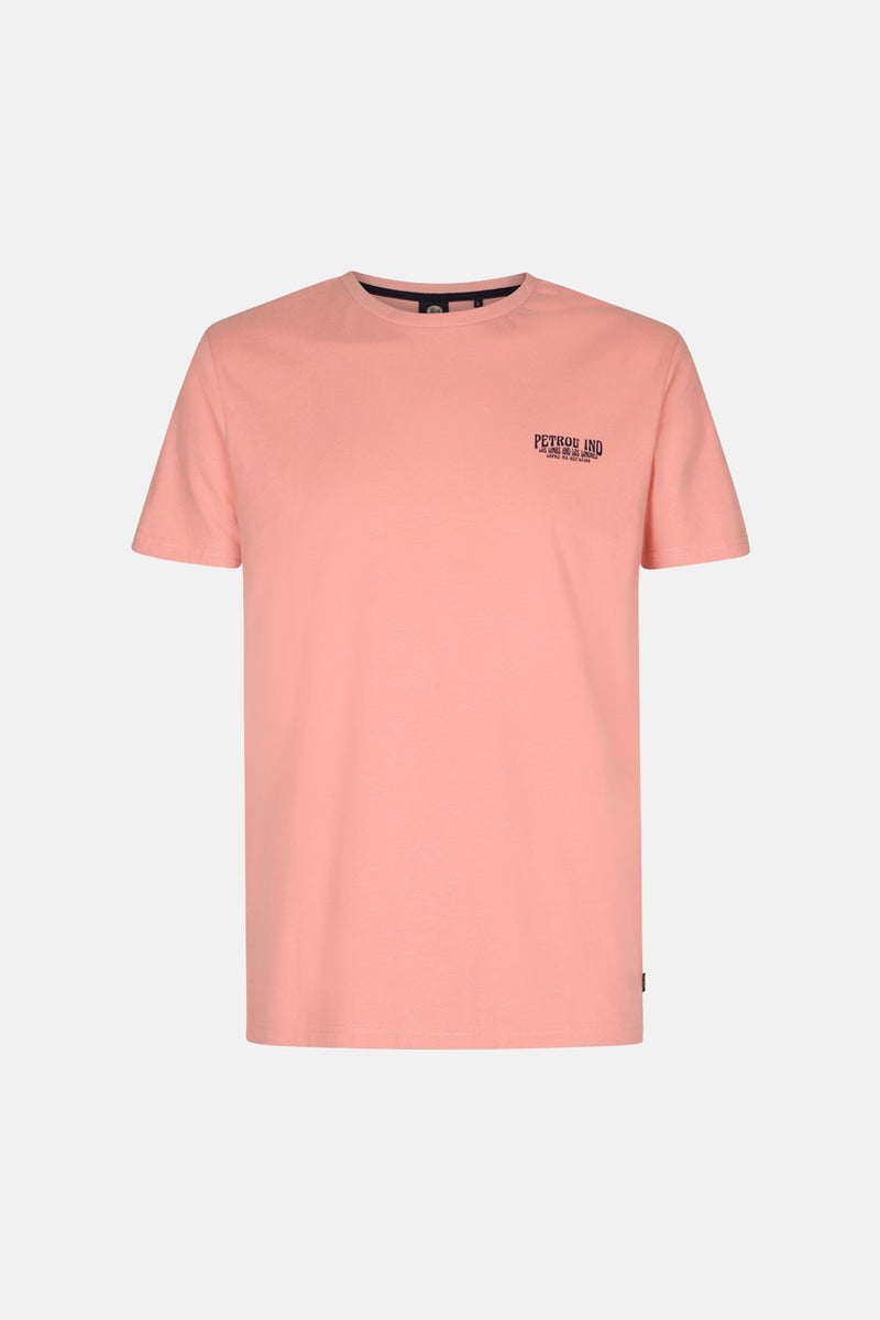 T-shirt rose à manches courtes de Petrol Industries®, avec un petit logo imprimé sur la poitrine.