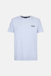 T-shirt bleu à manches courtes de Petrol Industries, avec un petit logo imprimé sur la poitrine.