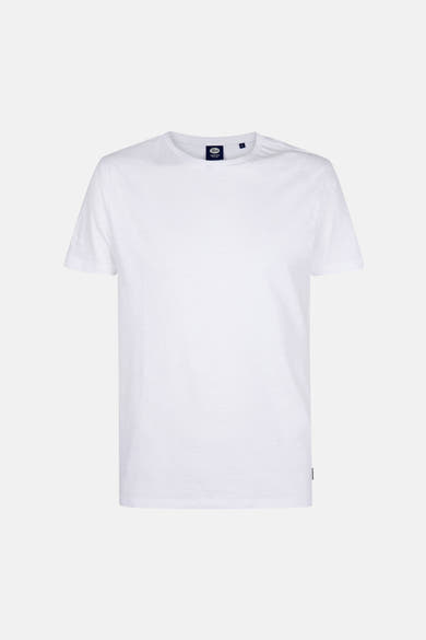 Wit T-shirt met korte mouwen van Petrol Industries, effen en met een discreet label aan de zijkant.