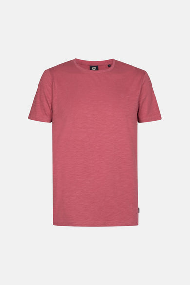T-shirt rose à manches courtes de Petrol Industries, avec une texture subtile et un logo discret.