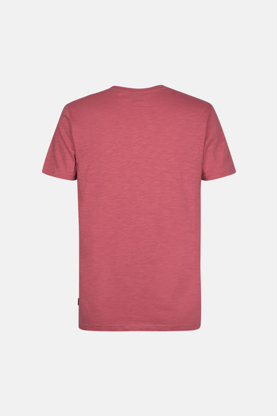 T-shirt à manches courtes rose de Petrol Industries, avec une texture chinée sur un fond blanc.