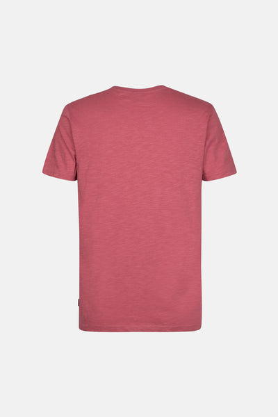 T-shirt à manches courtes rose de Petrol Industries, avec une texture chinée sur un fond blanc.