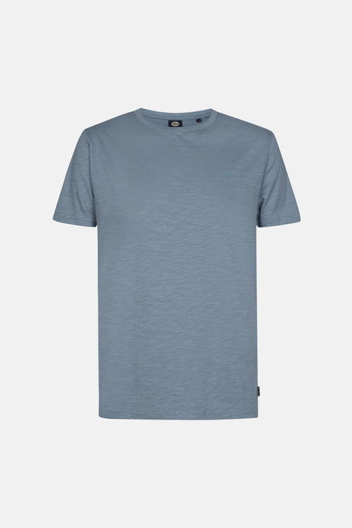 T-shirt à manches courtes bleu by Petrol Industries®, uni avec un petit logo discret.