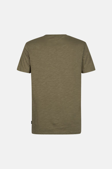 Groen T-shirt met korte mouwen van Petrol Industries, effen, van achteren getoond.