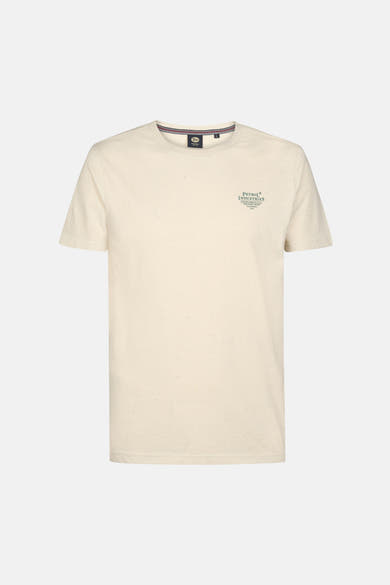 Beige T-shirt met korte mouwen van Petrol Industries, met een kleine print op de borst.