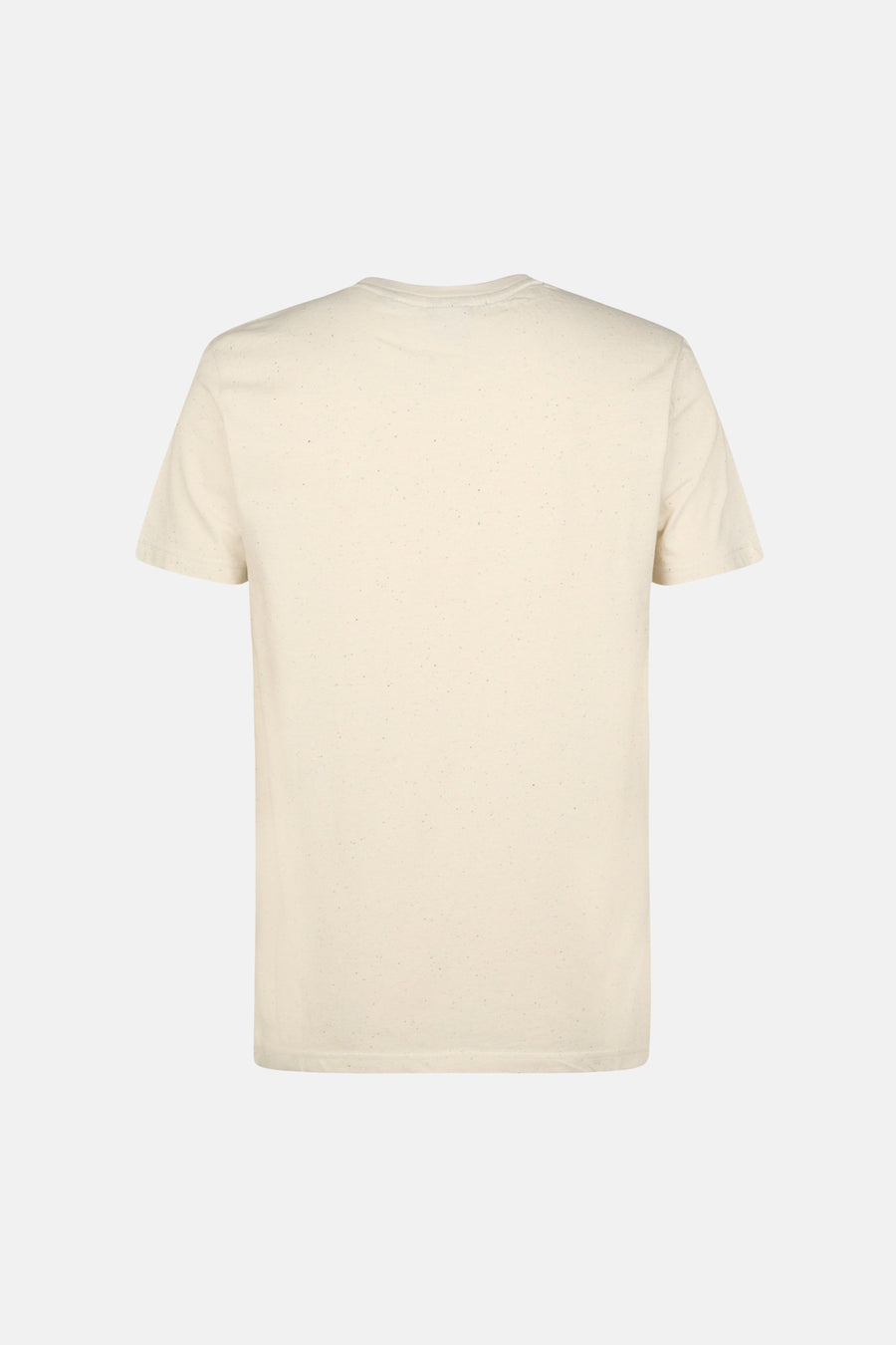 Beige T-shirt met korte mouwen van Petrol Industries, met een subtiele gespikkelde textuur, van achteren getoond.