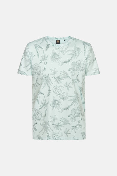 T-shirt vert à manches courtes de Petrol Industries®, motif floral et cactus imprimé.