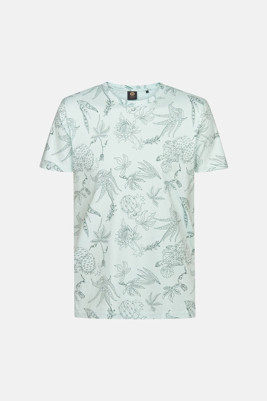 T-shirt vert à manches courtes de Petrol Industries®, motif floral et cactus imprimé.
