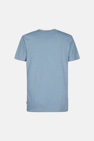 T-shirt bleu à manches courtes de Petrol Industries®, rayures horizontales discrètes.