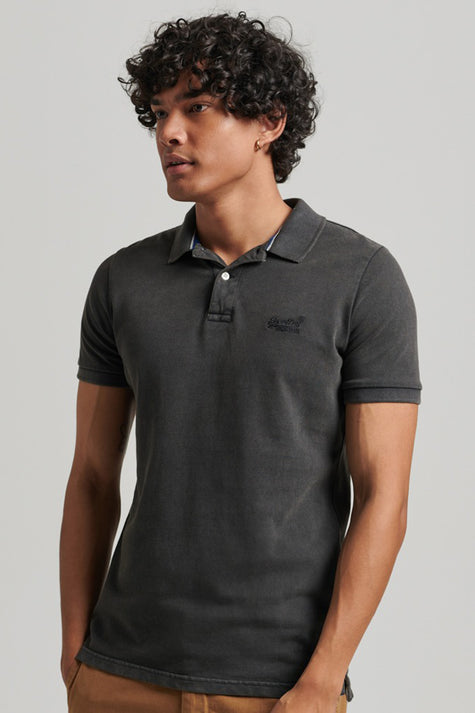 Heren tops polo korte mouw Noir - SUPERDRY