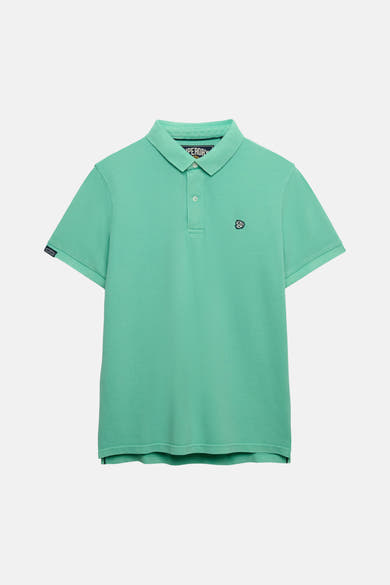 Groen poloshirt van piquekatoen van SUPERDRY, met geborduurd logo op de borst.